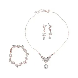 Schmuckset Glanz Rosa Set Halskette + Ohrringe + Armband