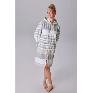 MY HOME Bademantel MY HOME "Melli, ideal für Sauna & Spa, Hotelbademantel, Morgenmantel" Gr. 5XL, beige, 5XL, Walkvelours, Hausmäntel, Bademantel, Damenbademantel, Baumwolle, Polyester, gestreift