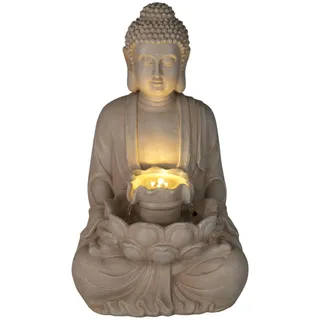 well home mobiliario & decoración Well Home Buddhabrunnen mit LED-Lichtern für den Außenbereich, 28,5 x 24,5 x 48 cm