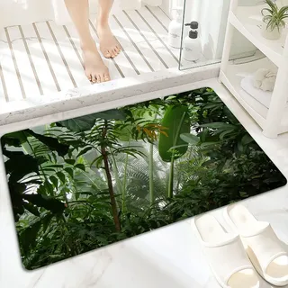 ANNKOOT Weiche Mikrofaser-Badematte, 60 x 100 cm, nebliger Dschungel, Regenwald, rutschfeste Badezimmermatten, maschinenwaschbar, wasserabsorbierend, Badteppich, langlebige Bodenmatten