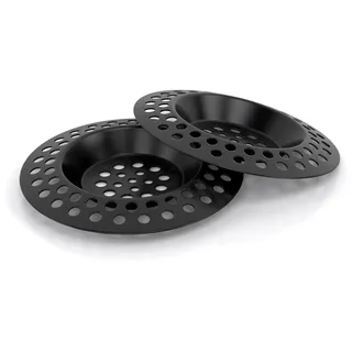 ABFLUSSHELD 2er Set Abflusssieb Edelstahl - Deluxe Waschbecken Sieb - Flexibles Haarsieb Dusche - Abflussieb Küche & Dusche - Premium Sink Strainer - Abfluss Sieb Waschbecken (Schwarz)