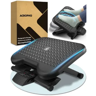 ACROPAQ Fußstütze Schreibtisch - Fußstütze mit 3 verstellbaren Höhen, Massagefunktion, neigbar von -30° bis +30° für maximalen Komfort - Fusshocker, Stehmatte schreibtisch, Fußbank