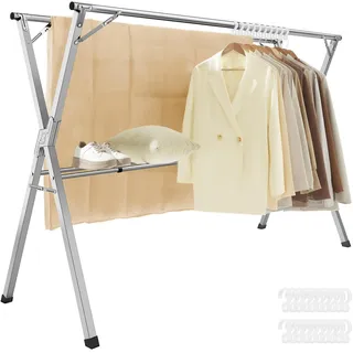 Songmics Wäscheständer 133-200 cm Taubengrau