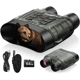 Nachtsichtgerät, 4K 112MP Infrarot-Fernglas Nachtsichtgerät, Nachtsichtgeräte Jagd 12X Digitalzoom Reichweite 450M, 5000mAh Wiederaufladbares, 64GB TF-Karte für Jagd Sicherheit Camping