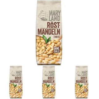 Maryland Röst-Mandeln 400g Vorratspackung – Knackige Mandeln schonend ganz ohne Öl geröstet – Einzigartiges Aroma aus eigener Röstung in Deutschland (1 x 400g) (Packung mit 4)