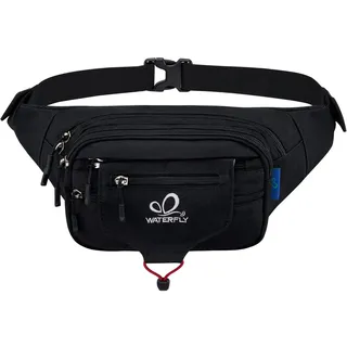 WATERFLY Bauchtasche Gürteltasche Damen und Herren Sport Hüfttasche für Laufen Fitness Joggen Wandern (Schwarz)