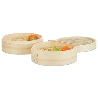 Relaxdays 3 relaxdays Bambusdämpfer Natur 24,0 cm