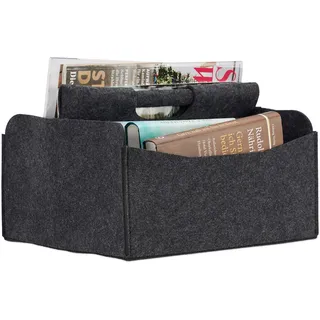 Relaxdays Zeitungskorb aus Filz, anthrazit
