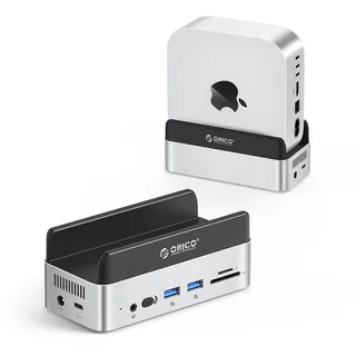 ORICO MiniDock 40Gbps Mac mini M6/M5 Pro/M4 Dock mit NVMe SSD Gehäuse-VS40 | Aluminium Hub für Mac mini M6/M5 Pro, M4 USB C Hub, 2 * 10Gbps USB-A, SD/TF 4.0, 3.5MM Aux