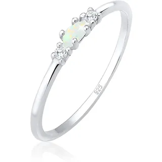 Elli Ring Damen Vintage mit Zirkonia Kristallen und Opal in 925 Sterling Silber