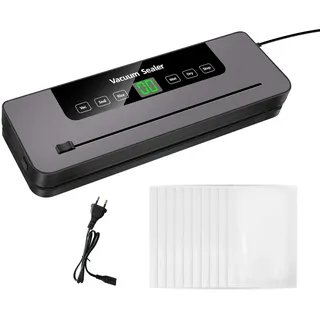 6-in-1 Vakuumiergerät, Vakuumierer mit 30cm Siegelnaht und Digitaler LED-Countdown-Anzeige, Folienschweißgerät Programmen Vakuum, Versiegeln, Reis-, Feucht-, Trockenmodus für jede Lebensmittelart