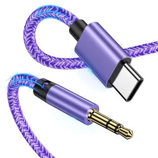 USB C auf Aux Kabel für iPhone Auto,1M Typ USB C auf 3,5mm Klinke Audio Kabel Handy für Samsung Galaxy S25 S24 S23 S22 S21 A35 A16 A17,iPhone 17 16 15 Pro,Adapter Aux Kabel für Kopfhörer/Lautsprecher