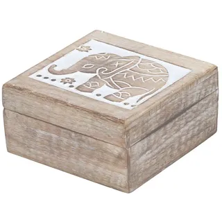 Marrakesch Orient & Mediterran Interior Aufbewahrungsbox Awa im orientalischen Stil aus Mangoholz, Braun 17 cm | Awa aus Mangoholz nimmt persönliche Kleinigkeiten innen auf und setzt auf eine durch Schnitzereien gegliederte Gestaltung.