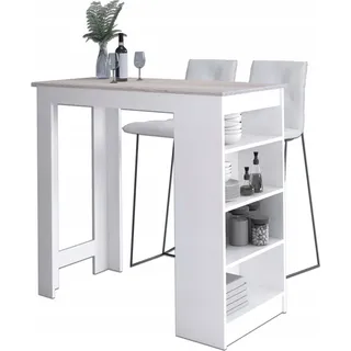 Akord Bartisch AKORD Hockertisch Weiß, Sonoma-Eiche 115 cm 4 Ebenen B115 x H103 x T50 cm