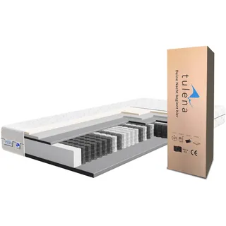 TULENA NOX Taschenfederkern Matratze 140x200 Federkernmatratze H2 + H3 Comfort 22cm hoch Probeschlafen Rollmatratze Wendematratze