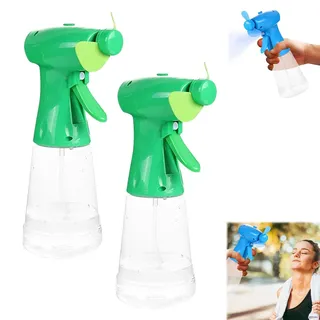 AHXHA Tragbarer Handventilator, Handventilator mit Wasserkühlung, Mini-Ventilator für Hand, Tischventilator mit Transparentem Wassertank, Wasser Ventilator für Sommer, Reise und Outdoor,Kombination B