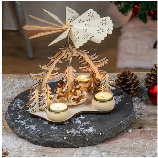 Gravidus Weihnachtspyramide Weihnachtspyramide aus Holz mit 4 Teelichthaltern