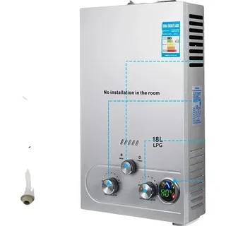 LPG-Gas-Warmwasserbereiter 8 l, sofortiges Warmwasser, rostfreier Edelstahl-Boiler-Bausatz, mehrstufiger Schutz, 8 l