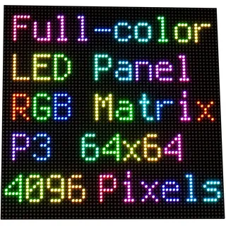 RGB Full-Color LED Matrix Panel for Raspberry Pi and Ardui, 3mm Pitch, 64×64, 4096 Individual RGB LEDs, Brightness Adjustable