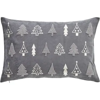 Dekokissen DONE. "Pine Forest", grau (grau, bedruckt bestickt), B:40cm H:1cm L:60cm, Polyester, Dekokissen_Sitzkissen_Kissenhüllen, mit Glanzdruck