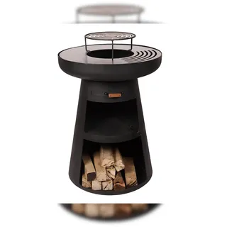 PURLINE Rundgrill mit runder Grillplatte und Grillrost aus schwarzem Stahl EFP55RB