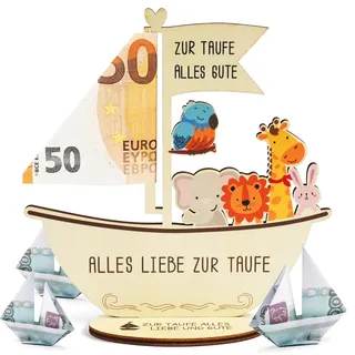 Aolso Taufgeschenke für Jungen und Mädchen, Geschenke zur Taufe, Holz Boot Mit Basis, Geschenk Taufe Boot personalisiert, Geldgeschenk zur Taufe, Taufgeschenke Baby (Gelb)