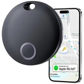 S&T Design Smart Tag Koffer Hunde Tracker kompatibel mit Apple Wo GPS-Tracker (iOS GPS Tracker Wasserdicht Wo Ist Kompatibeler Tracker für Apple MFi) schwarz