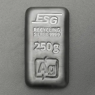 Silberbarren 250g ESG gegossen gravierbar Recyclingsilber