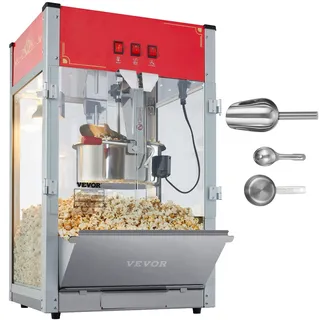 Vevor Popcornmaschine Popcornautomat Popcorngerät 1440 W Popcornmaschine, 12-oz-Kessel für 80 Tassen pro Ladung, mit gehärtetem Glas, 3 Edelstahlschaufeln