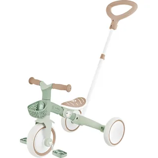 GLOBBER LEARNING Trike 3in1 Plus ECO – Dreirad und Laufrad für Kinder, 8/7 Zoll, TPR-Sattel höhenverstellb, salbei grün