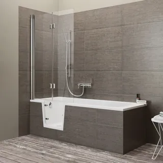 Steinkamp easy entry Badewanne 170 x 75 cm mit Glastür links und Styrodurverkleidung, Badewannen, ST002BWTSTYL-L1, weiß