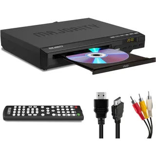 MAJORITY DVD Player | Region Free Mini DVD-Player Kompakt für TV/Fernseher | 1080p Upscaling, USB & CD Wiedergabe | Mit HDMI Kabel & Fernbedienung