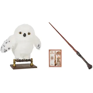 Wizarding World Harry Potter - Interaktive Plüsch-Eule Hedwig mit über 15 Geräuschen und Bewegungen & uthentischer Harry Potter Zauberstab aus Kunststoff mit Zauberspruch-Karte