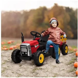 Homcom Elektrotraktor Kinder Aufsitztraktor rot (2-tlg)