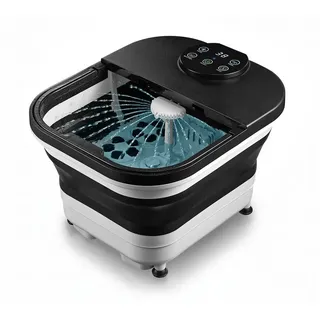 First Austria TZS First Austria - Fußsprudelbad Fußmassagegerät klappbar 500W mit 3 Aufsätzen & 6 Massagerollen - Fußbad mit Vibrations- & Luftblasenmassage, Infrarot- & Heizfunktion - Elektrische Fußbadewanne