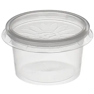 daybays 500 Stk. Dressingboxx (Saucecup) 100cc. 75x44 mm Kombi-Verpackung Transparent inklusive passende Deckel