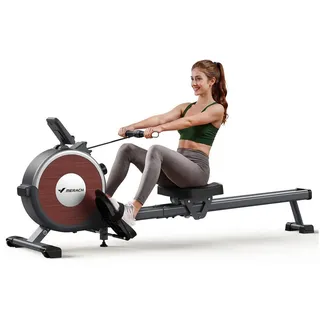 MERACH Rudergerät für Zuhause, 16 Stufen Widerstand, Leise und Stabilität (Magnetisches Rudergerät mit Upgrade Doppel-Slide-Rails, Exklusiver APP, Bluetooth LCD-Datenanzeige), Einfacher Aufbau, Die Erste Wahl für Heimfitness schwarz