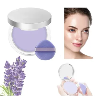 Lavender Matte Powder, Lavender Matte Excellent Oil Control Face Pressed Compacto with Mini Puff, Powder for Silky Blurring Oil Control Long-Lasting Face Makeup (one color, 1pcs)