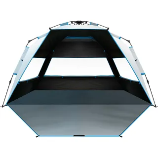 OutdoorMaster Strandzelt mit dunkler Schutz-Technologie, tragbarer Strand-Schatten-Sonnenschutz-Überdachung für 4-6 Person mit UPF 50+ UV-Schutz, einfache Einrichtung Pop-up-Zelt-Familiengröße