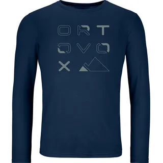 Ortovox Herren 185 Merino Brand Outline Longsleeve (Größe M, blau)