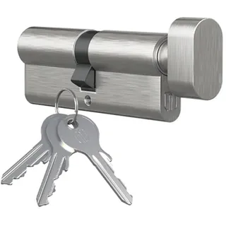 MS Beschläge Knaufzylinder Türschloss Profilzylinder mit Knopf Vernickelt 25mmx35mm