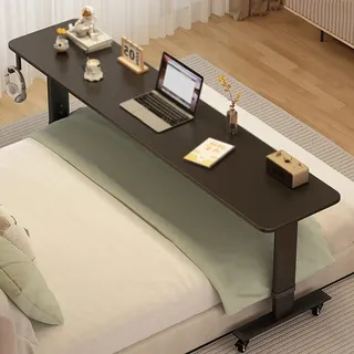 YFWOKSL Bettschreibtisch über Tisch, über dem Bett, Tisch mit Rollen, Überbetttisch, Überbetttisch für Kingsize-Bett, Überbettschreibtisch Nover Betttisch mit Rollen, höhenverstellbar, mobiler Querb