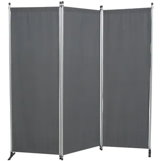 Angerer Paravent 3-teilig, Sicht- & Sonnenschutz, Raumtrenner, Innen & Outdoor Büro Balkon/Terrasse, Schlafzimmer, Garten, Made in Germany, waschbare Bezüge, Swingtex dunkelgrau