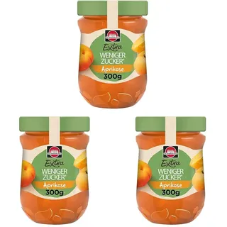 Schwartau Extra Weniger Zucker Aprikose, zuckerreduzierter Fruchtaufstrich, 300g (Packung mit 3)