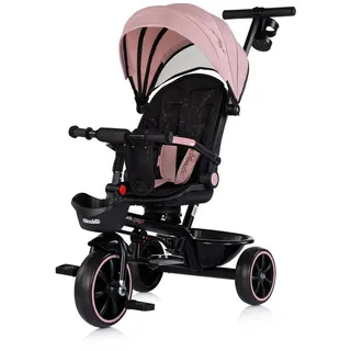 Chipolino Tricycle Max Sport 2 in 1, Dreirad, Becherhalter, Sitz umkehrbar, Korb rosa schwarz