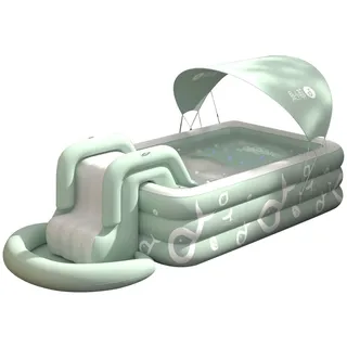 Ergocar schattiges Sommerschwimmbad. Das aufblasbare Außenschwimmbecken verfügt über eine eingebaute Rutsche. Oberirdische Schwimmbecken für Kinder und Erwachsene.