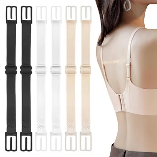 6-Stück Bustier BH TräGer ClipDamen BH TräGer Rutschen,Bra BH TräGer Halter BüGel BüGelloser VerläNgerung Durchsichtige BH TräGern,Mit rutschfeste Verstellbarer BH-TräGer TräGerhalter Elastischer - Durchschnittsgröße