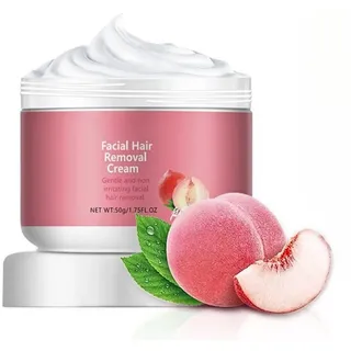 Sanft & Schnell Enthaarungscreme, Pfirsich Haarentfernungscreme für Gesicht & Körper, Haarentfernung an Oberlippe, Wangen, Armen, Achseln, Beruhigende Reparatur Gesichtshaarentferner für Frauen, 50g