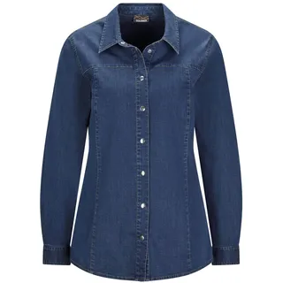 GOLDNER Hemdbluse Stilvolle Denim-Bluse blau 44