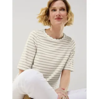 Walbusch Damen Ringelshirt Wellenband Weiß gestreift